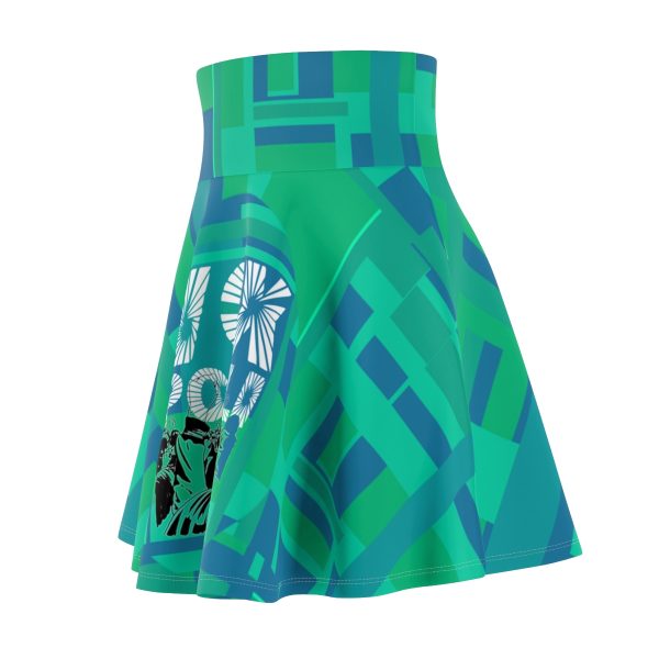 Women's Skater Skirt (AOP) - VOX POPULI Round Logo - Multi Turquoise BG - Image 4