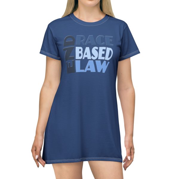 T-Shirt Dress (AOP) - END RACE BASED LAW Blue (Blue BG)