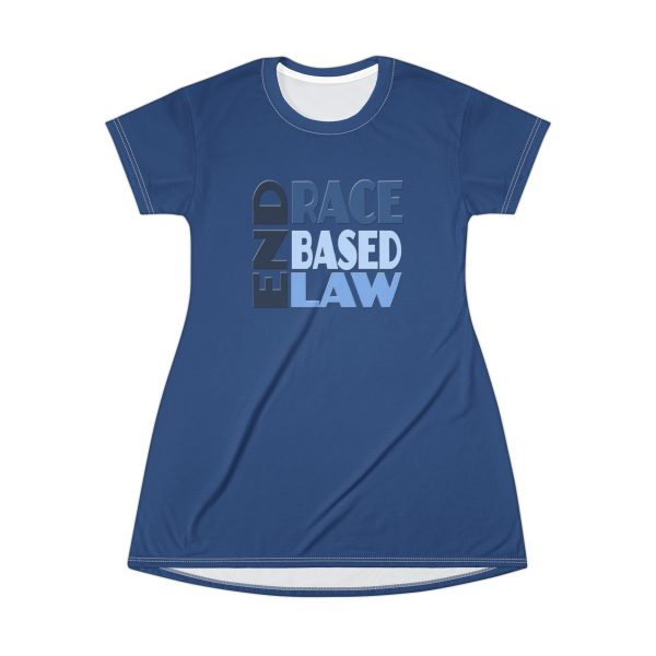 T-Shirt Dress (AOP) - END RACE BASED LAW Blue (Blue BG) - Image 2