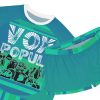 Women's Short Pajama Set (AOP) - VOX POPULI Round Logo - Multi Turquoise BG - Image 10