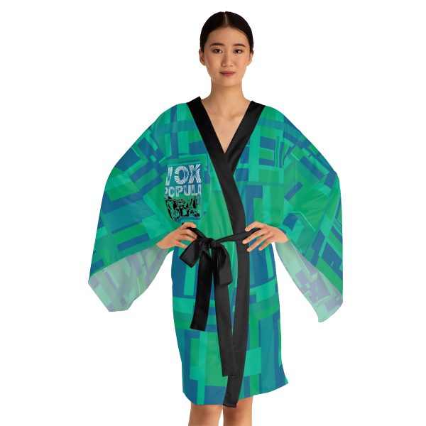 Long Sleeve Kimono Robe (AOP) - VOX POPULI Round Logo - Multi Turquoise BG - Image 5