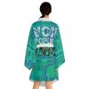 Long Sleeve Kimono Robe (AOP) - VOX POPULI Round Logo - Multi Turquoise BG - Image 9
