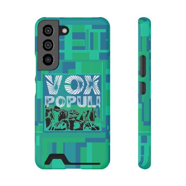 Phone Case With Card Holder - VOX POPULI Square Logo - Multi Turquoise BG - Image 56