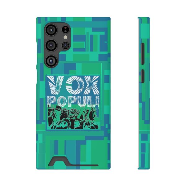 Phone Case With Card Holder - VOX POPULI Square Logo - Multi Turquoise BG - Image 111