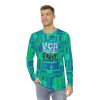 Men's Long Sleeve Shirt (AOP) - VOX POPULI Round Logo - Multi Turquoise BG