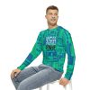 Men's Long Sleeve Shirt (AOP) - VOX POPULI Round Logo - Multi Turquoise BG - Image 7