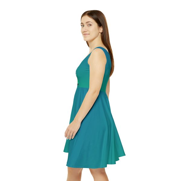 Women's Skater Dress (AOP) - VOX POPULI - Gradient Turquoise BG - Image 3