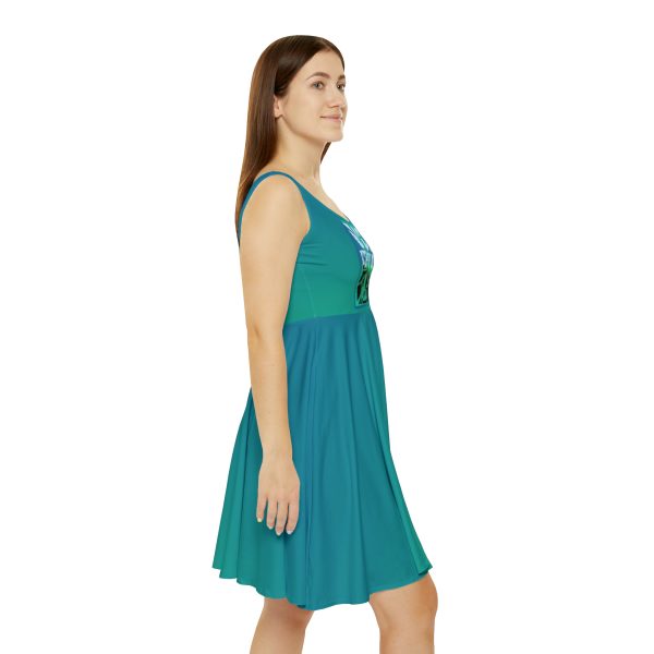 Women's Skater Dress (AOP) - VOX POPULI - Gradient Turquoise BG - Image 4