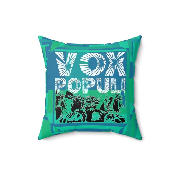 Spun Polyester Square Pillow - VOX POPULI Round Logo - Multi Turquoise BG - Image 7