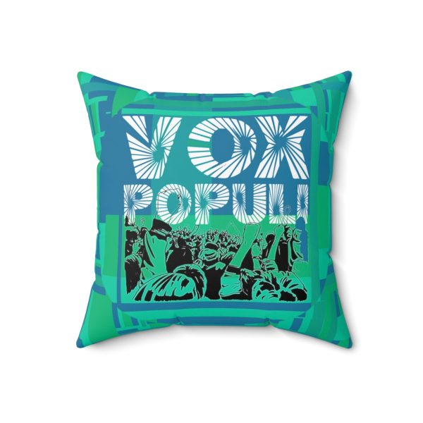 Spun Polyester Square Pillow - VOX POPULI Round Logo - Multi Turquoise BG - Image 10