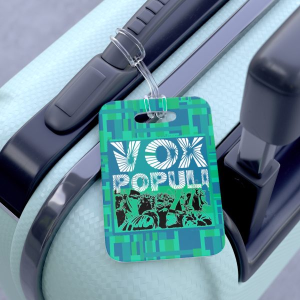 Bag Tag- VOX POPULI Square Logo - Multi Turquoise BG
