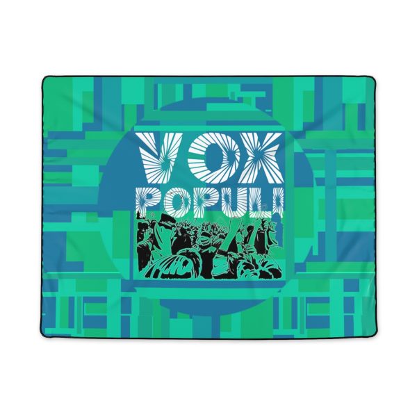 Polyester Blanket - VOX POPULI Round Logo - Multi Turquoise BG - Image 7