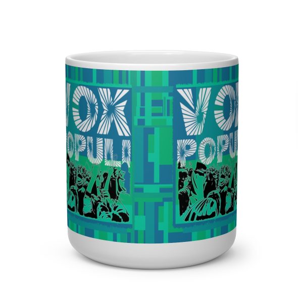 Heart Shape Mug - VOX POPULI Square Logo - Multi Turquoise BG - Image 2