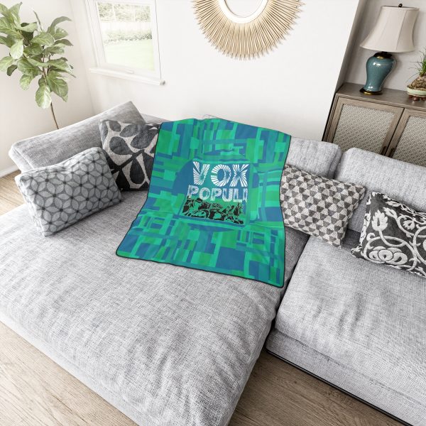 Polyester Blanket - VOX POPULI Round Logo - Multi Turquoise BG