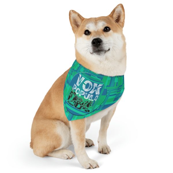 Pet Bandana Collar - VOX POPULI Round Logo - Multi Turquoise BG - Image 11