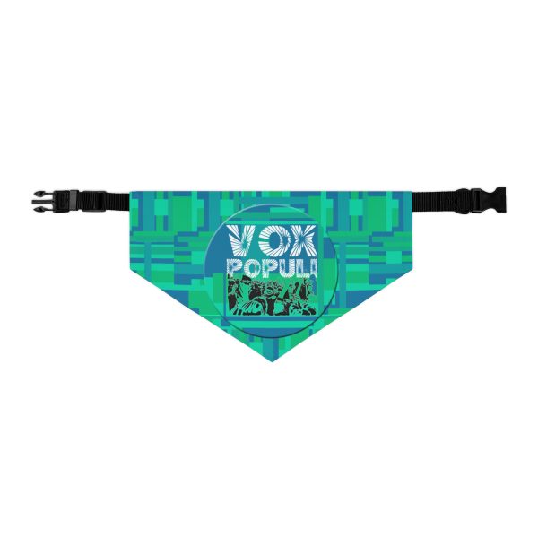 Pet Bandana Collar - VOX POPULI Round Logo - Multi Turquoise BG - Image 10