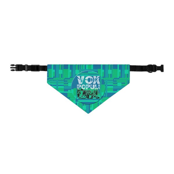 Pet Bandana Collar - VOX POPULI Round Logo - Multi Turquoise BG - Image 7