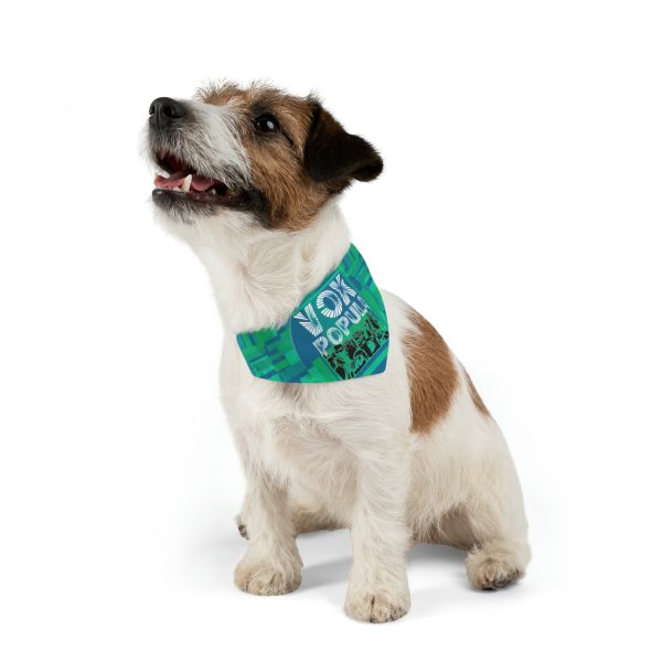 Pet Bandana Collar - VOX POPULI Round Logo - Multi Turquoise BG - Image 5