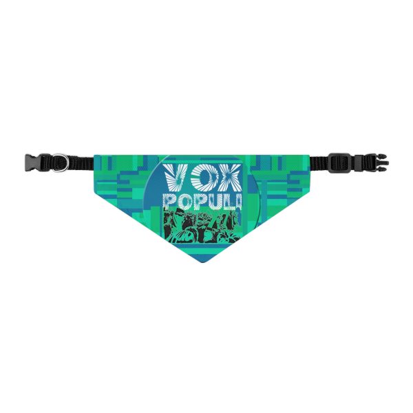 Pet Bandana Collar - VOX POPULI Round Logo - Multi Turquoise BG - Image 4