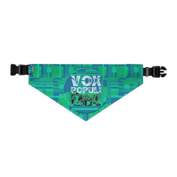 Pet Bandana Collar - VOX POPULI Round Logo - Multi Turquoise BG - Image 2