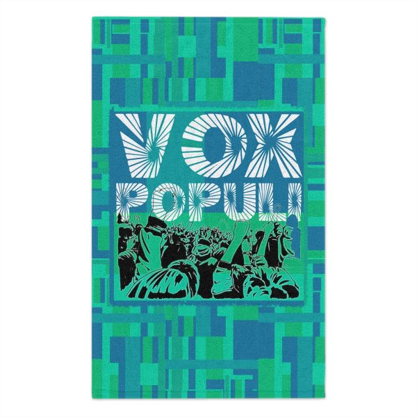 Rally Towel, 11x18 - VOX POPULI Square Logo - Multi Turquoise BG - Image 2