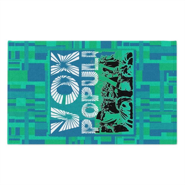 Rally Towel, 11x18 - VOX POPULI Square Logo - Multi Turquoise BG - Image 3