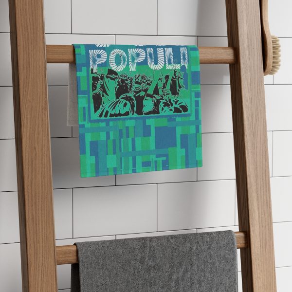 Rally Towel, 11x18 - VOX POPULI Square Logo - Multi Turquoise BG - Image 5