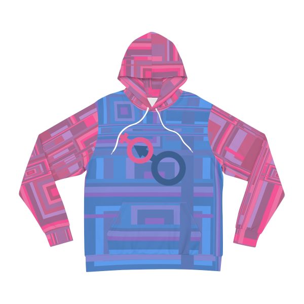 Fashion Hoodie (AOP) - Man In Woman Faded Blue and Pink Geometric BG - Image 18