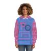 Fashion Hoodie (AOP) - Man In Woman Faded Blue and Pink Geometric BG - Image 30