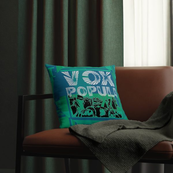 Waterproof Pillows  - VOX POPULI Round Logo - Multi Turquoise BG - Image 7