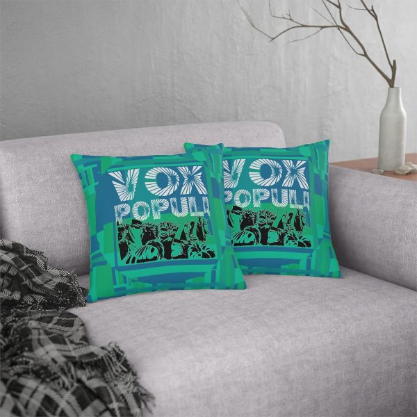 Waterproof Pillows  - VOX POPULI Round Logo - Multi Turquoise BG - Image 8