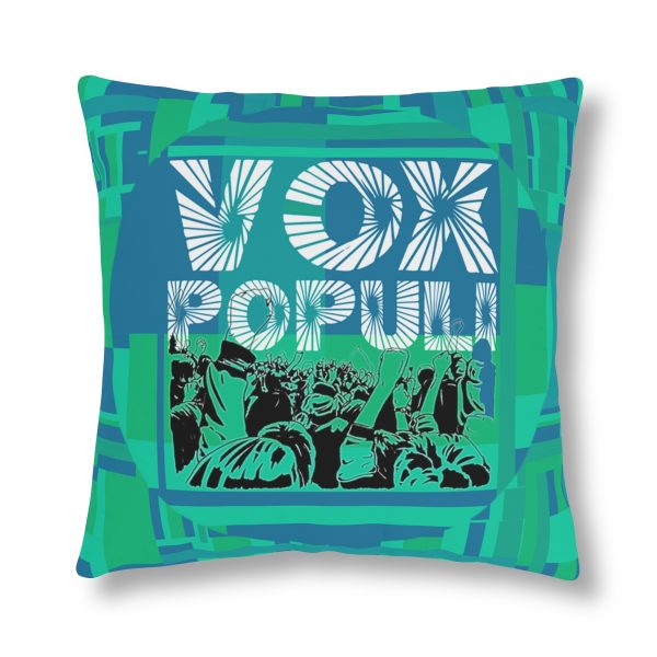 Waterproof Pillows  - VOX POPULI Round Logo - Multi Turquoise BG - Image 3