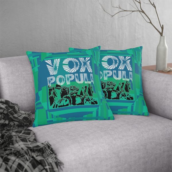 Waterproof Pillows  - VOX POPULI Round Logo - Multi Turquoise BG