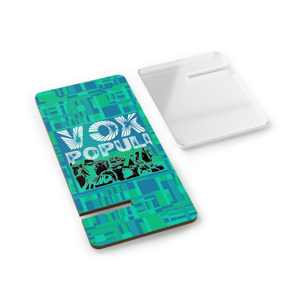 Mobile Display Stand for Smartphones - VOX POPULI Square Logo - Multi Turquoise BG - Image 3