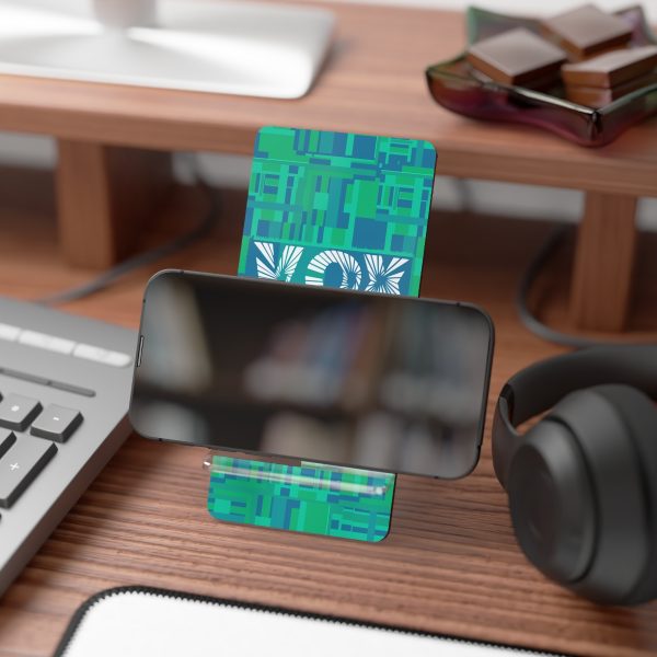 Mobile Display Stand for Smartphones - VOX POPULI Square Logo - Multi Turquoise BG - Image 4