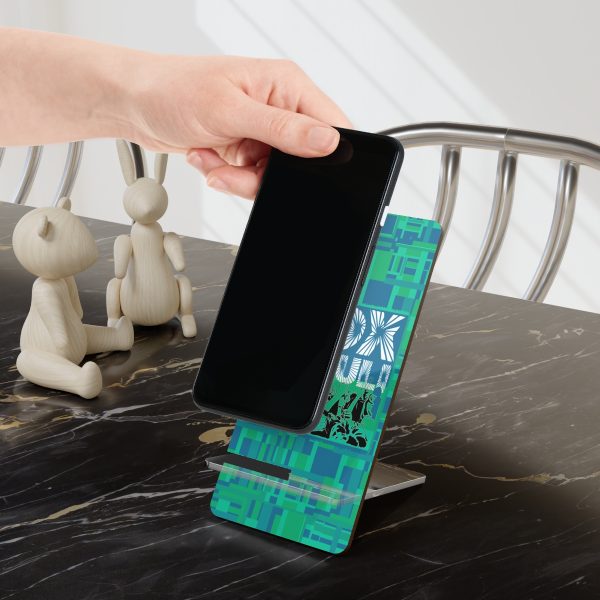 Mobile Display Stand for Smartphones - VOX POPULI Square Logo - Multi Turquoise BG - Image 5