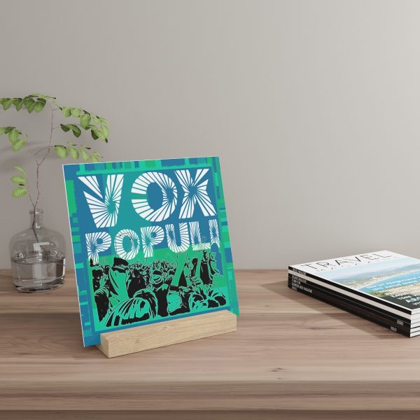 Gallery Board with Stand - VOX POPULI Square Logo - Multi Turquoise BG