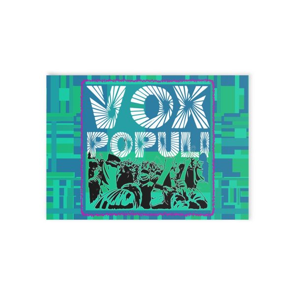 Holiday Cards (Two-sided print) - VOX POPULI square pink trim Logo - Multi Turquoise BG - Image 4
