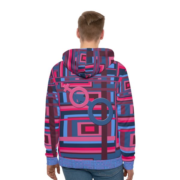 Men's Hoodie (AOP) - Man In Woman Geometric BG - Image 4