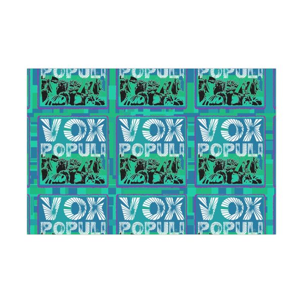 Gift Wrap Papers - VOX POPULI square pink trim Logo - Multi Turquoise BG - Image 9