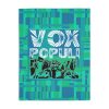 Velveteen Minky Blanket (Two-sided print) - VOX POPULI Square Logo - Multi Turquoise BG - Image 2