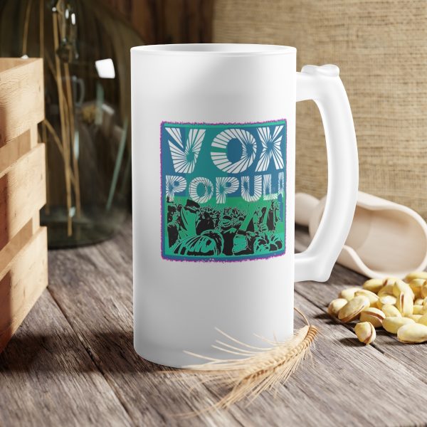 Frosted Glass Beer Mug - VOX POPULI square pink trim - Image 7