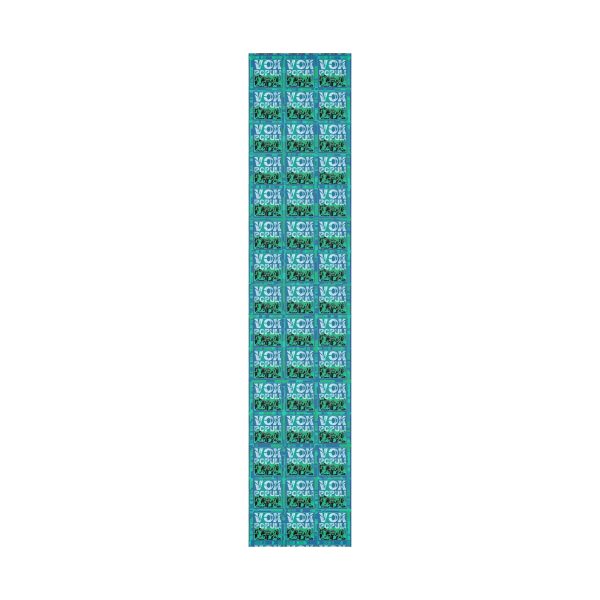 Gift Wrap Papers - VOX POPULI square pink trim Logo - Multi Turquoise BG - Image 2