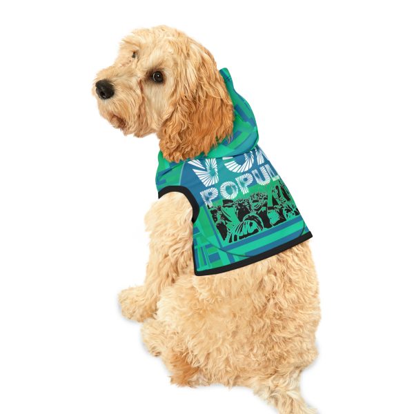 Pet Hoodie - VOX POPULI Round Logo - Multi Turquoise BG