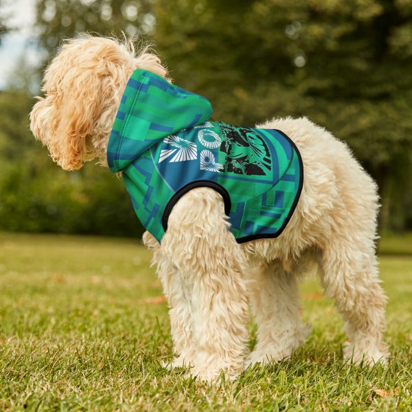 Pet Hoodie - VOX POPULI Round Logo - Multi Turquoise BG - Image 9