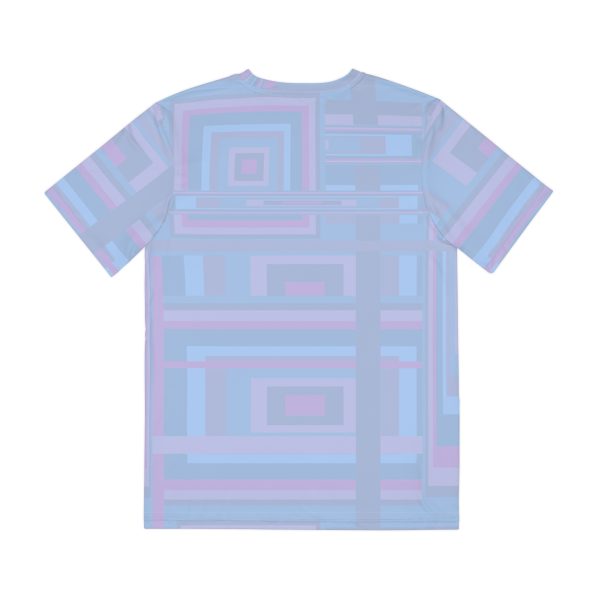 Men's Polyester Tee (AOP) - Man In Woman Faded Blue Geometric BG - Image 3