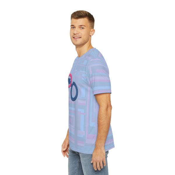 Men's Polyester Tee (AOP) - Man In Woman Faded Blue Geometric BG - Image 6