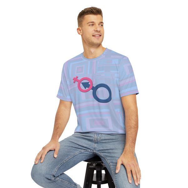 Men's Polyester Tee (AOP) - Man In Woman Faded Blue Geometric BG