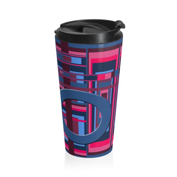 Stainless Steel Travel Mug - Man In Woman Geometric BG - Image 4