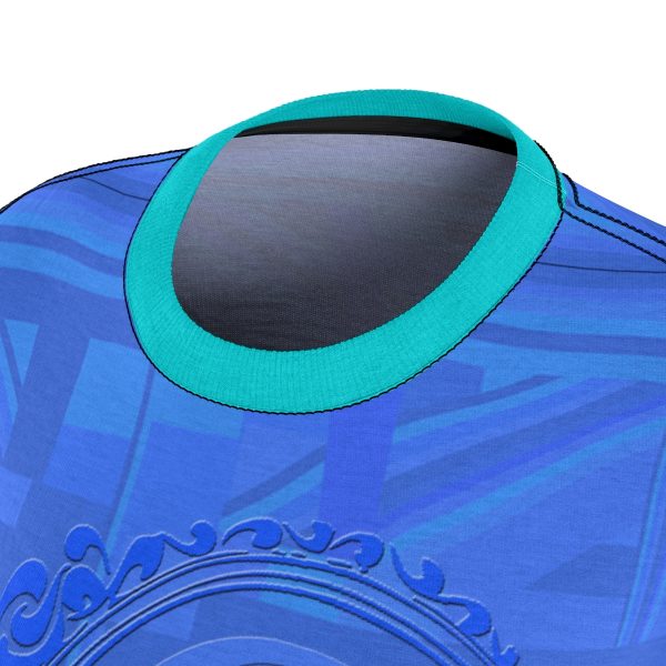 Women's Cut & Sew Tee (AOP)  - Q Splash Blue Geometric BG - Image 6